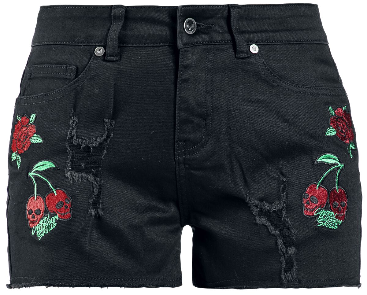 Rock Rebel by EMP Shorts with Cherry Skulls & Roses Hot Pants black
