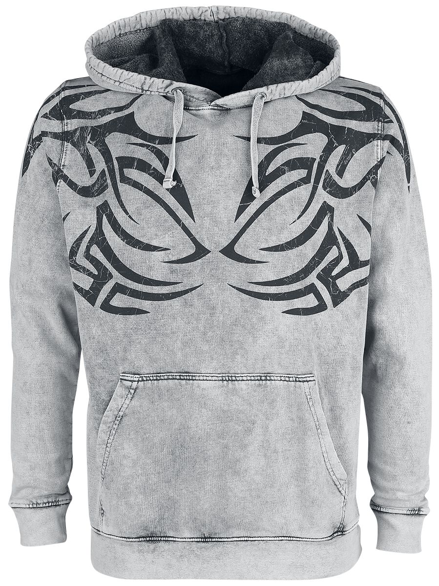 Outer Vision Shoulder Tattoo Hooded sweater grey