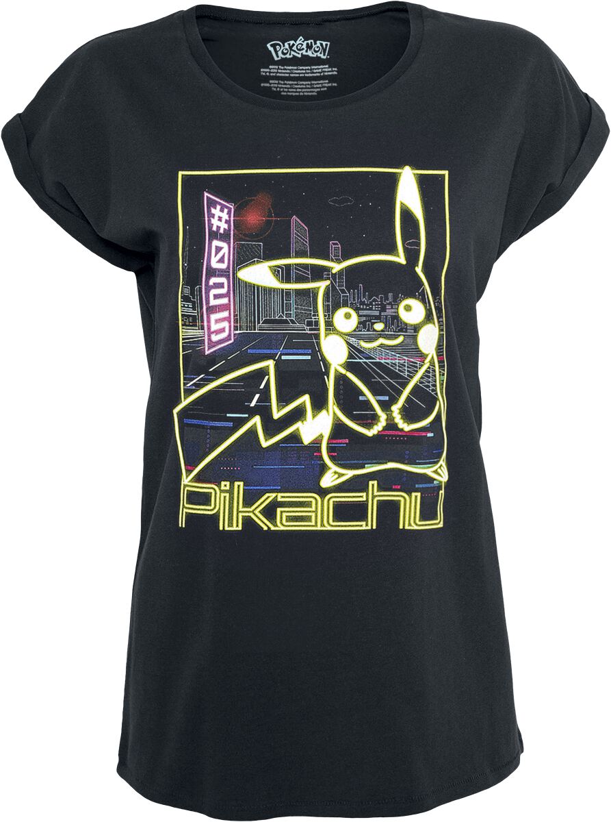 Levně Pokémon Pikachu - Neon Dámské tričko černá