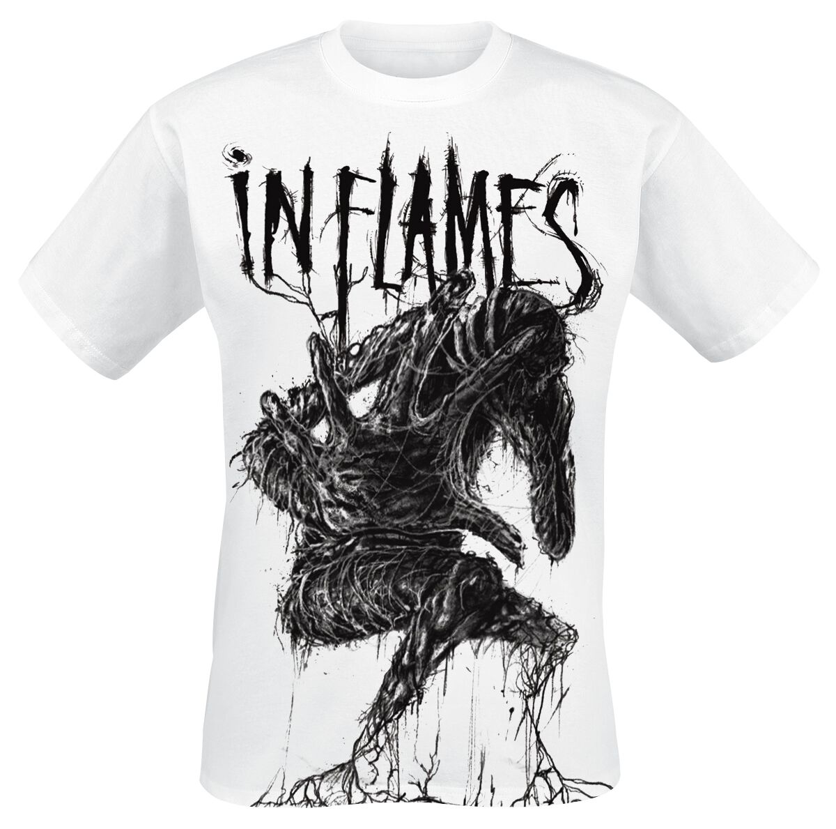 In Flames T-Shirt - Big Creature - S bis XXL - für Männer - Größe XXL - weiß  - Lizenziertes Merchandise!