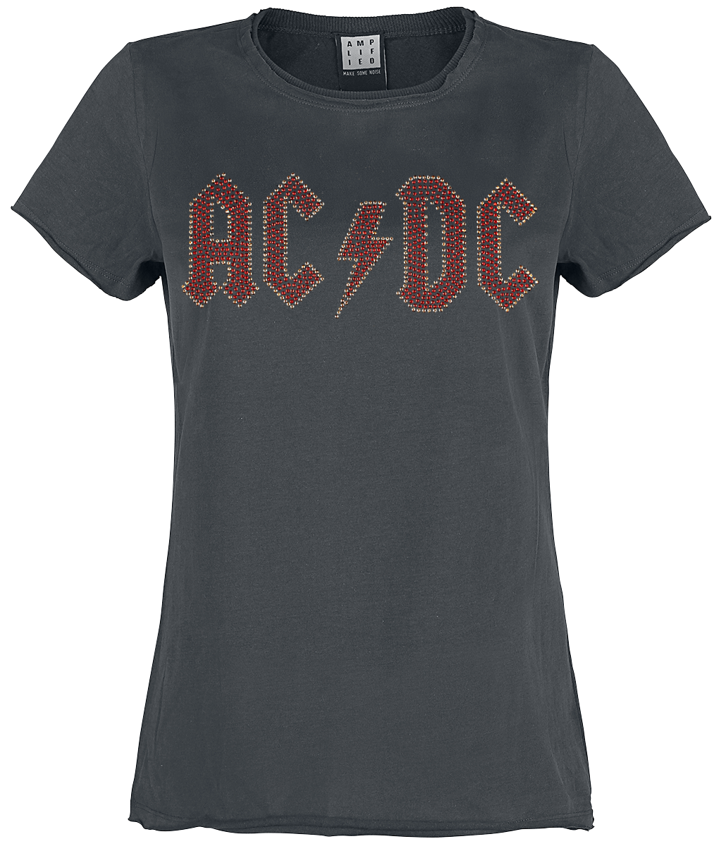 AC/DC - Amplified Collection - Logo Diamante - Girls shirt - charcoal image