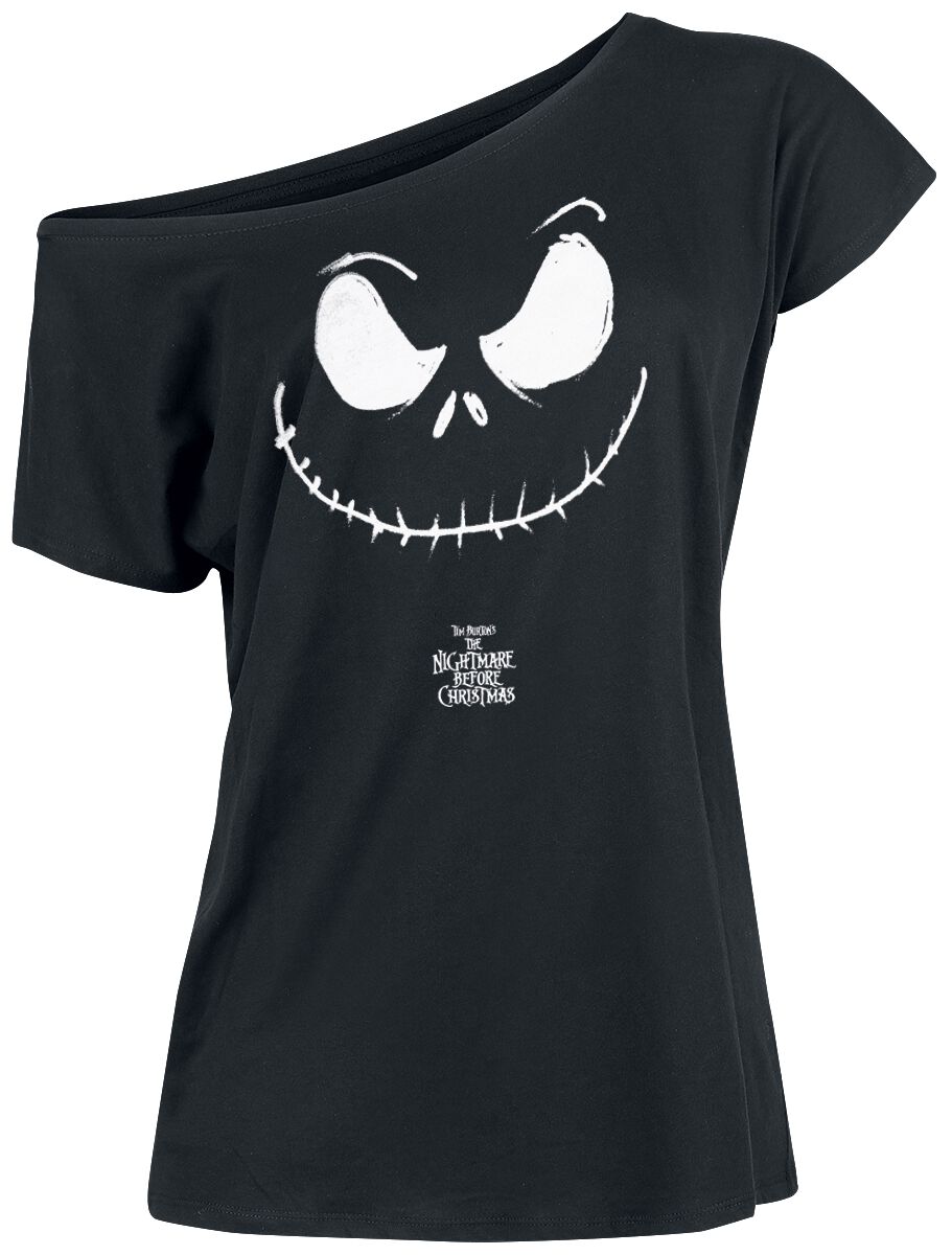 The Nightmare Before Christmas T-Shirt - Jack Face - M bis XL - für Damen - Größe M - schwarz  - Lizenzierter Fanartikel