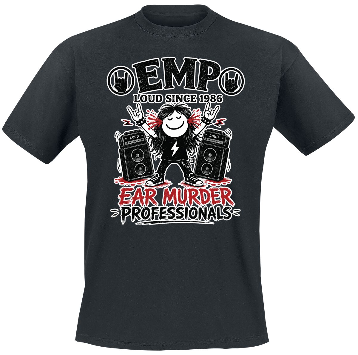 T-Shirt Manches courtes Fun de Todd Goldman - EMP: Ear Murder Professionals - M à 3XL - pour Homme - noir