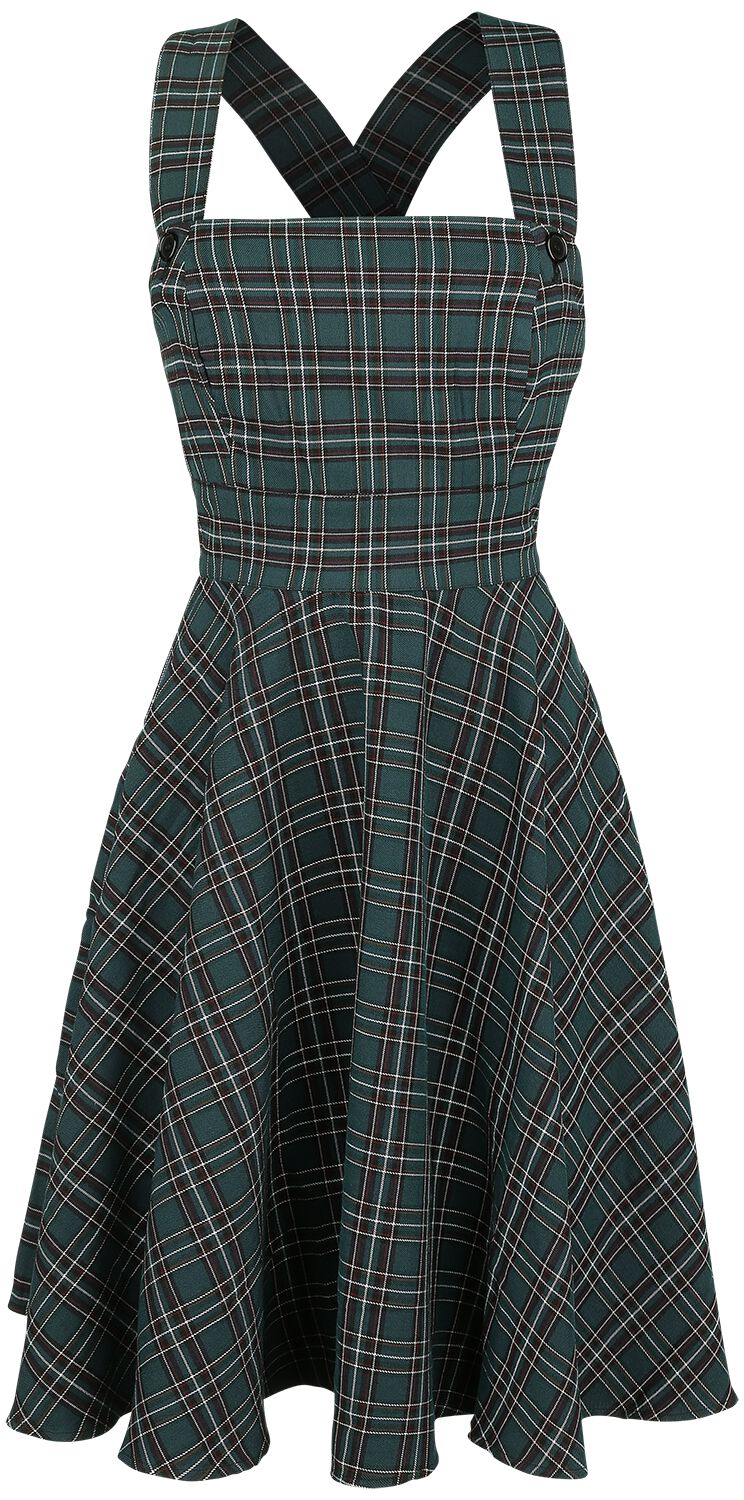 Hell Bunny Peebles Pinafore Dress Mittellanges Kleid grün in XS