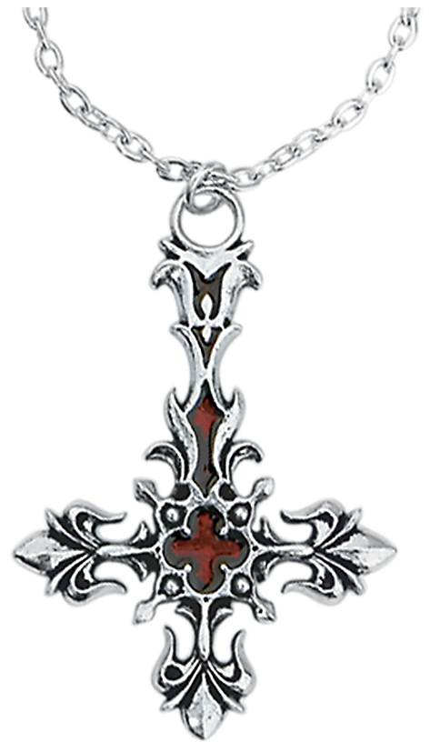 Alchemy Gothic - St. Lucifer`s - Red Blood Cross - Halskette - silberfarben