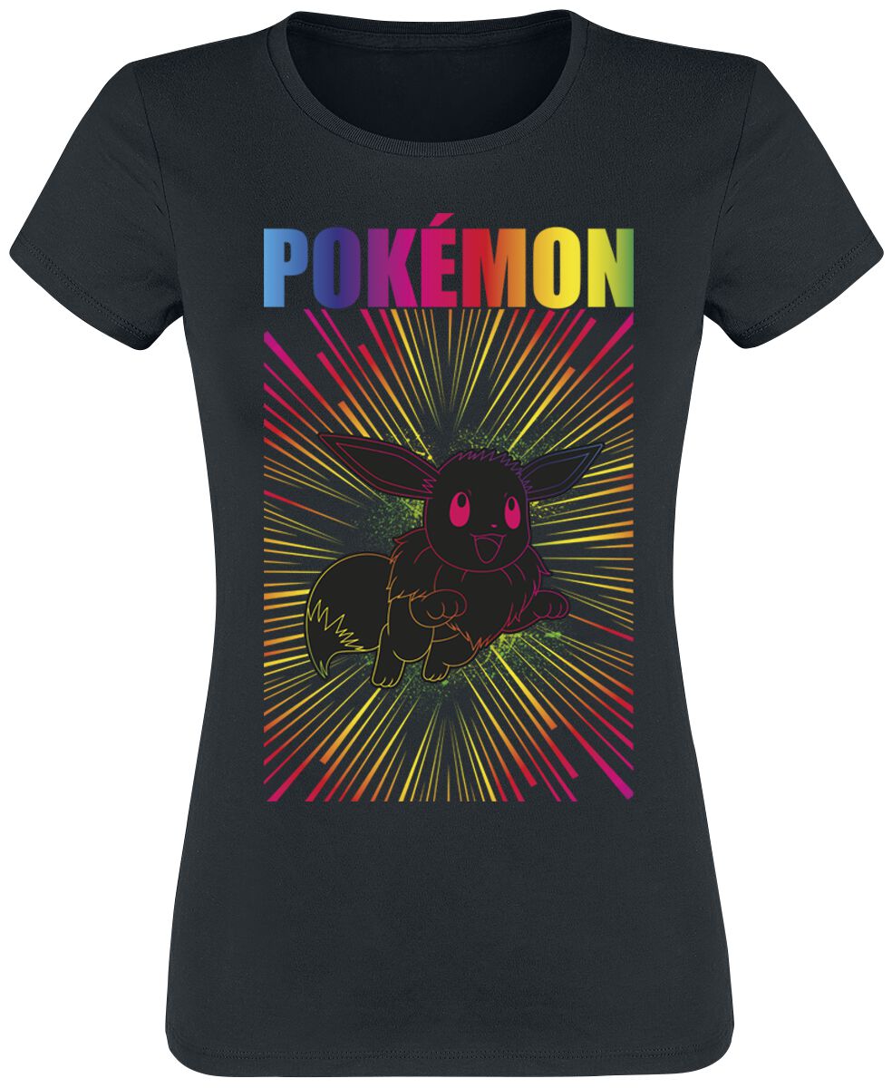 Levně Pokémon Evoli - Regenbogen Dámské tričko černá