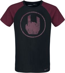 Schwarzes T-Shirt mit rotem Rockhand-Print, EMP Stage Collection, T-Shirt