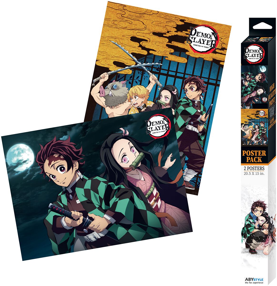 Demon Slayer group and duo - poster 2-set chibi design poster multicolour