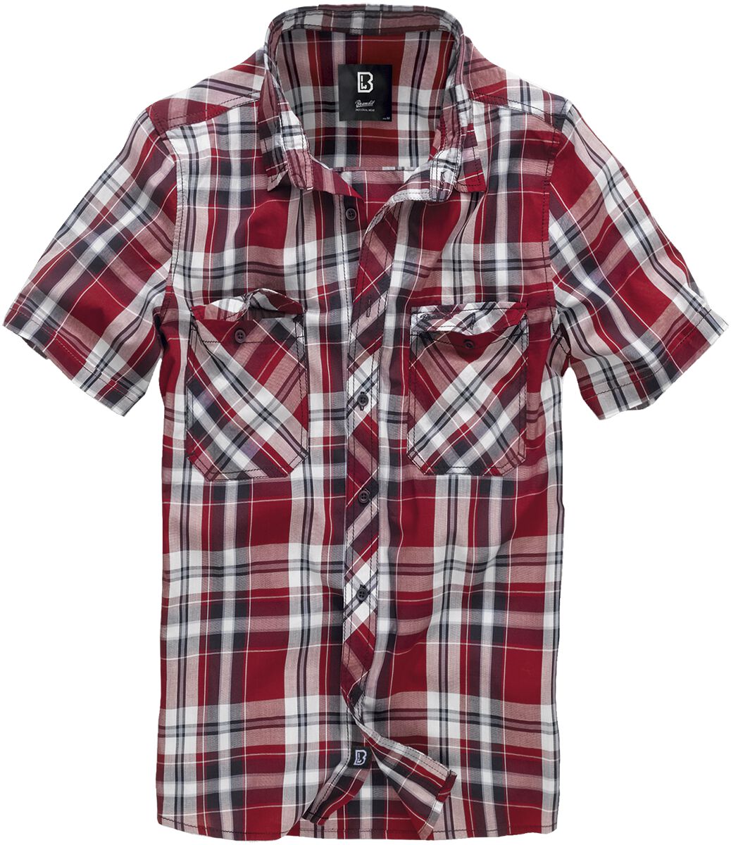Image of Camicia Maniche Corte di Brandit - Roadstar - M a 3XL - Uomo - rosso/nero/bianco