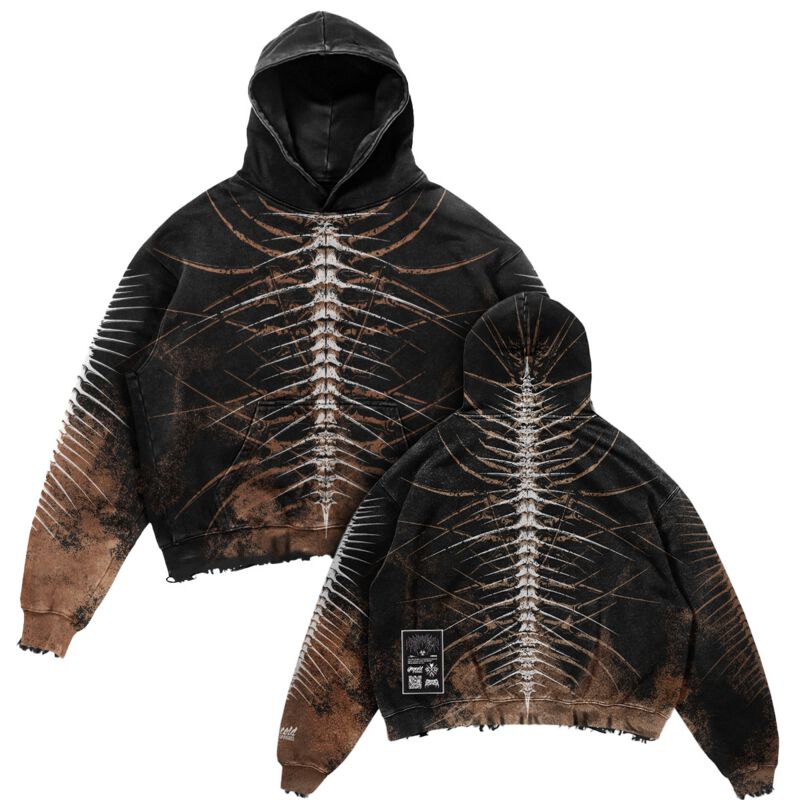 Stay Cold Apparel Trui met capuchon - Lineage Of Dusk (ocker) - Heavy Oversized Hoodie (400GSM) - S tot 3XL - voor Mannen - zwart/oker