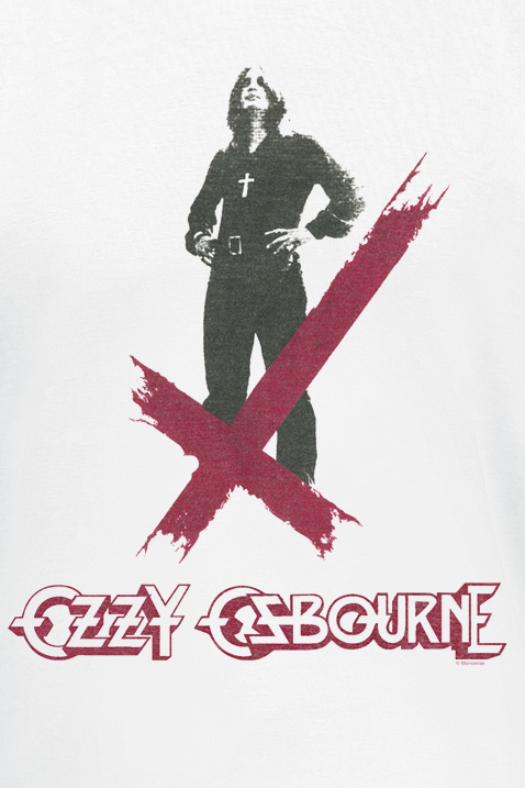Ozzy Osbourne T-Shirt - Crosses Logo - M bis L - für Männer - Größe L - weiß  - Lizenziertes Merchandise!