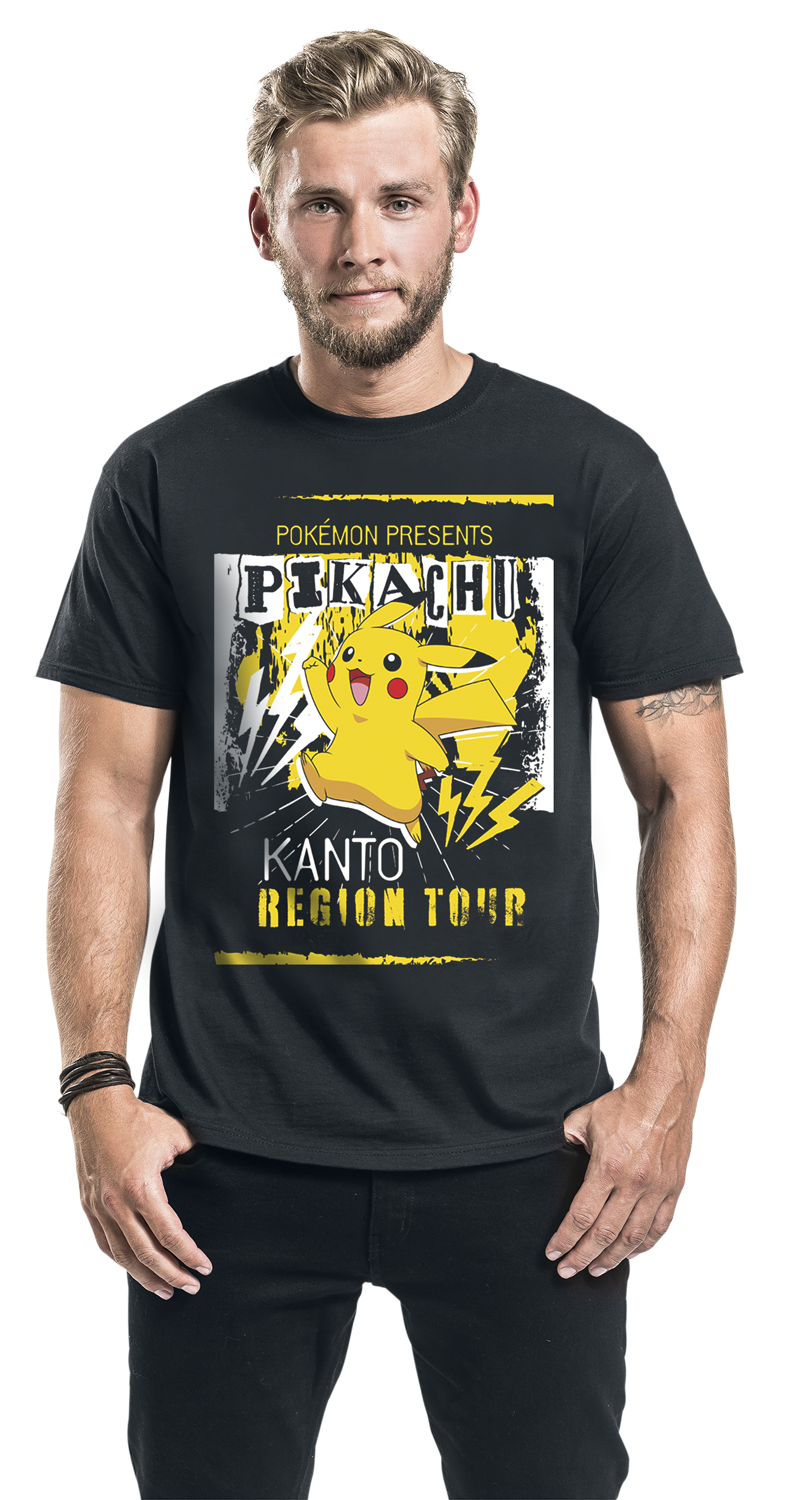 Pokémon Pikachu Kanto Region Tour T-Shirt schwarz