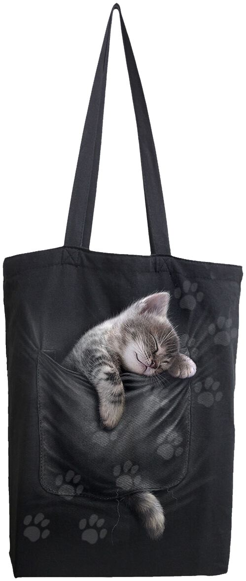 Levně Spiral Pocket Kitten Plátená taška černá