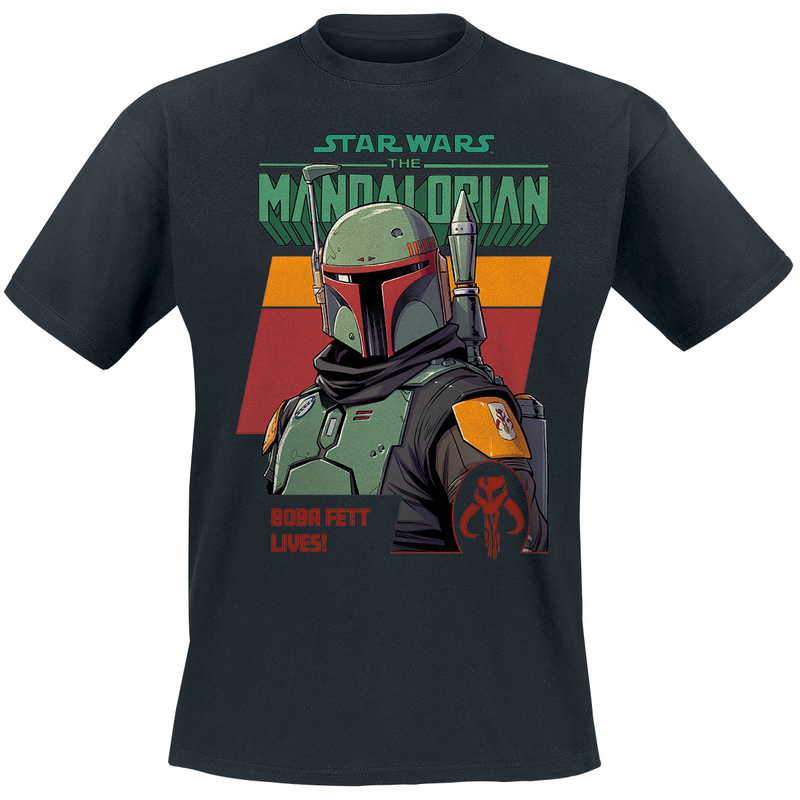 Star Wars Disney T-Shirt - The Mandalorian - Boba Fett lives! - for Men - black