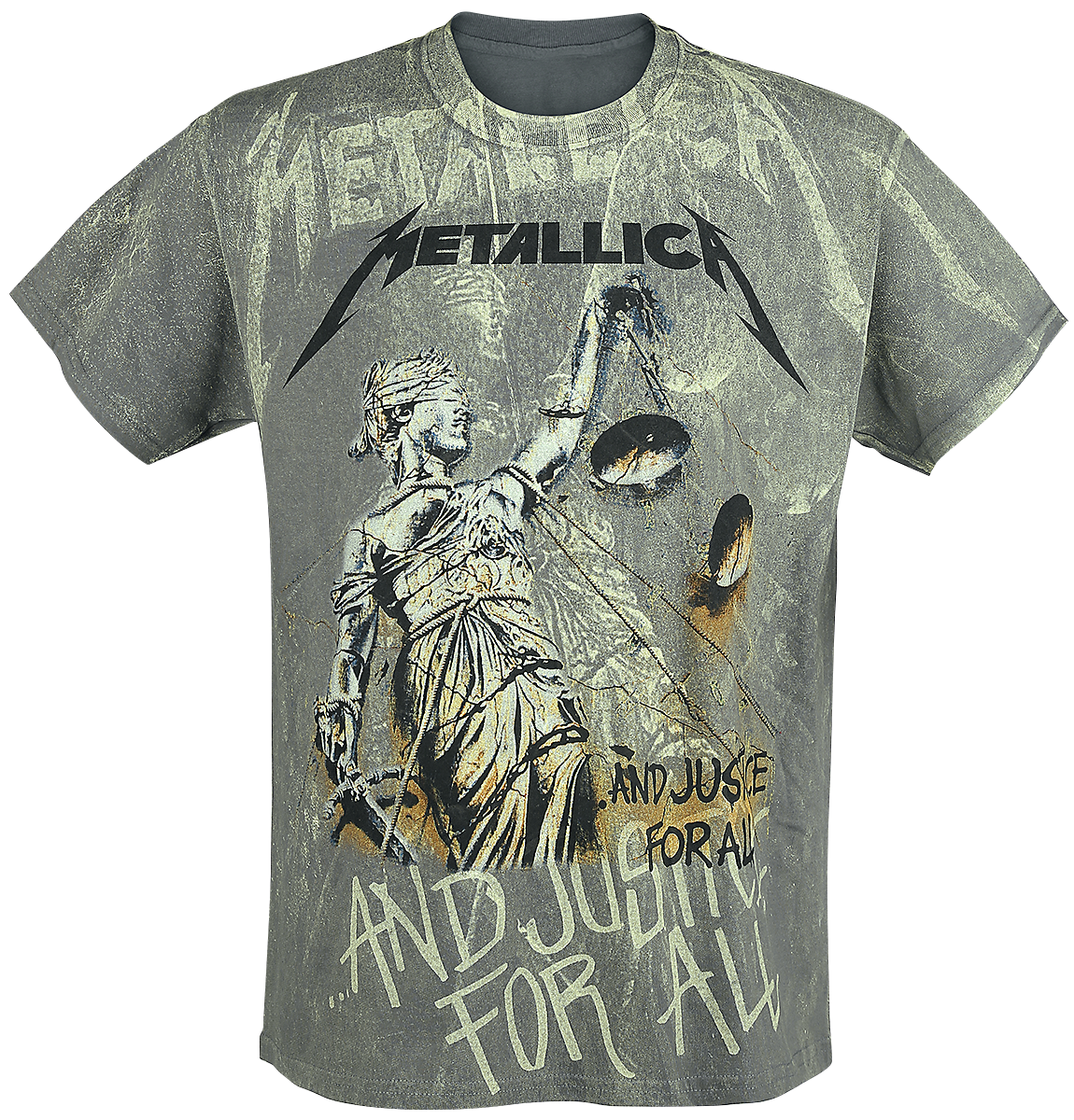 Metallica  T-Shirt - ... And Justice For All - Neon Backdrop - for Men - charcoal