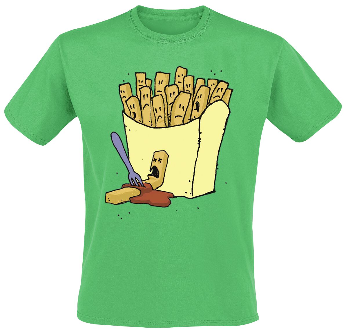 Food T-Shirt - Frittis - S bis 3XL - für Männer - Größe L - grün