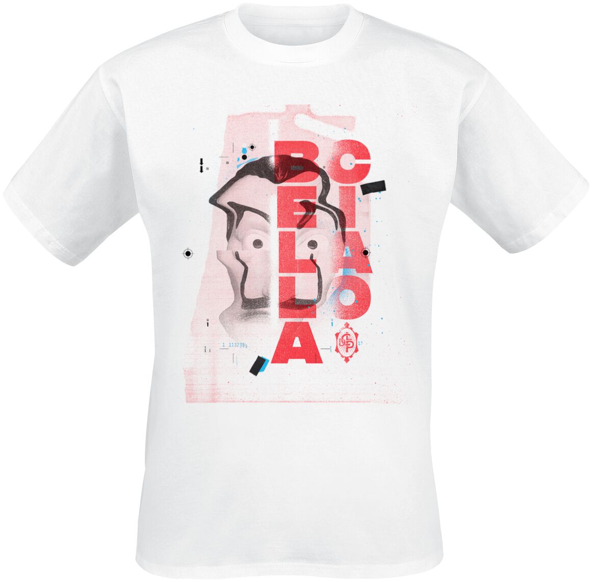 Haus des Geldes Warped Mask Collage T-Shirt weiß Haus des Geldes Warped Mask Collage T-Shirt weiß