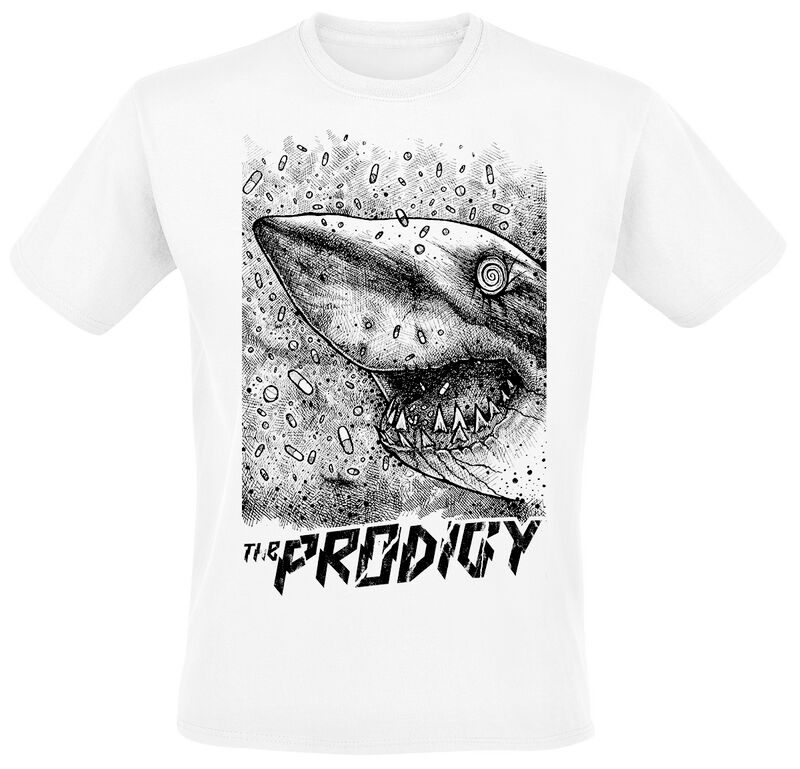 The Prodigy T-Shirt - Shark - S bis 3XL - für Männer - Größe XXL - weiß  - Lizenziertes Merchandise!