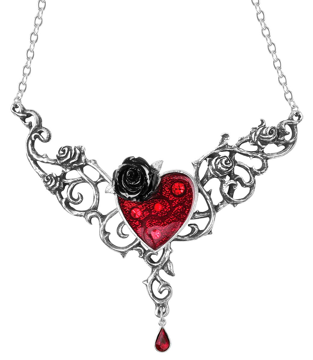 Alchemy Gothic Blood Rose Heart Halskette silberfarben  - Onlineshop EMP