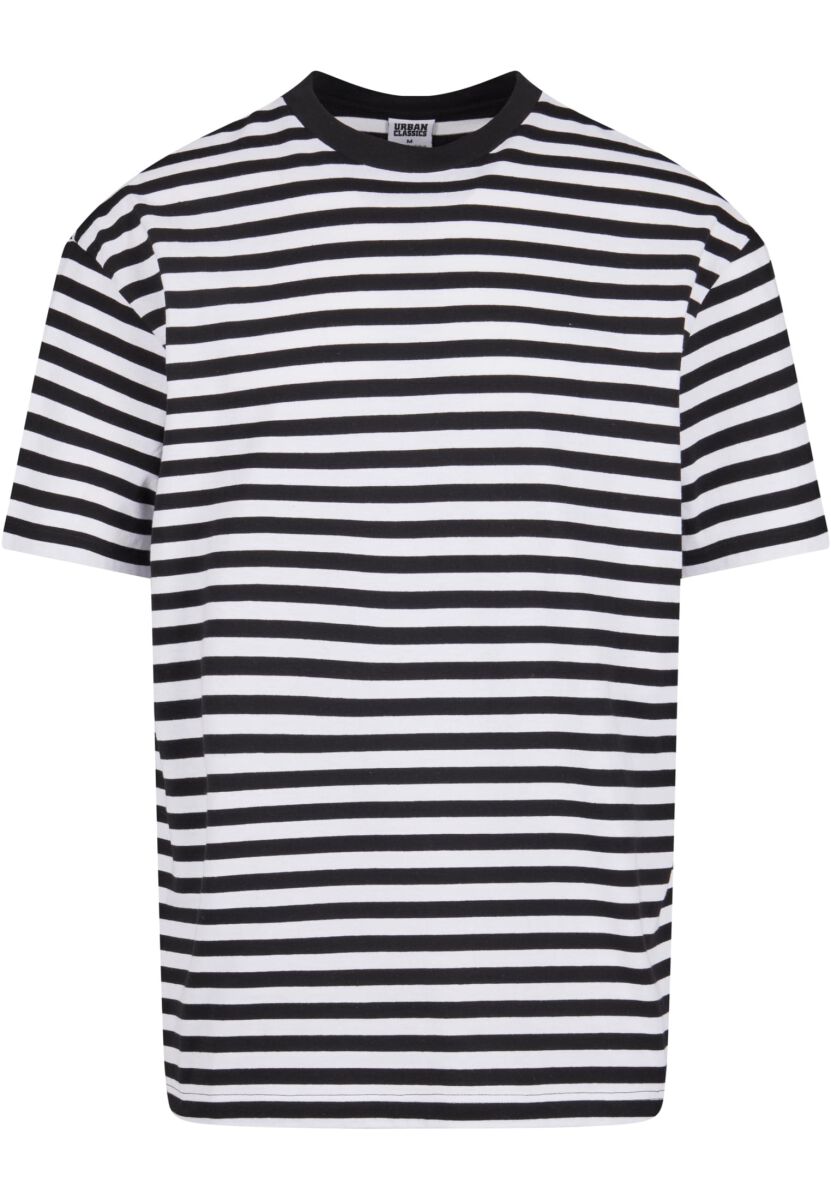 Image of T-Shirt di Urban Classics - Regular Stripe T-shirt - M - Uomo - nero/bianco