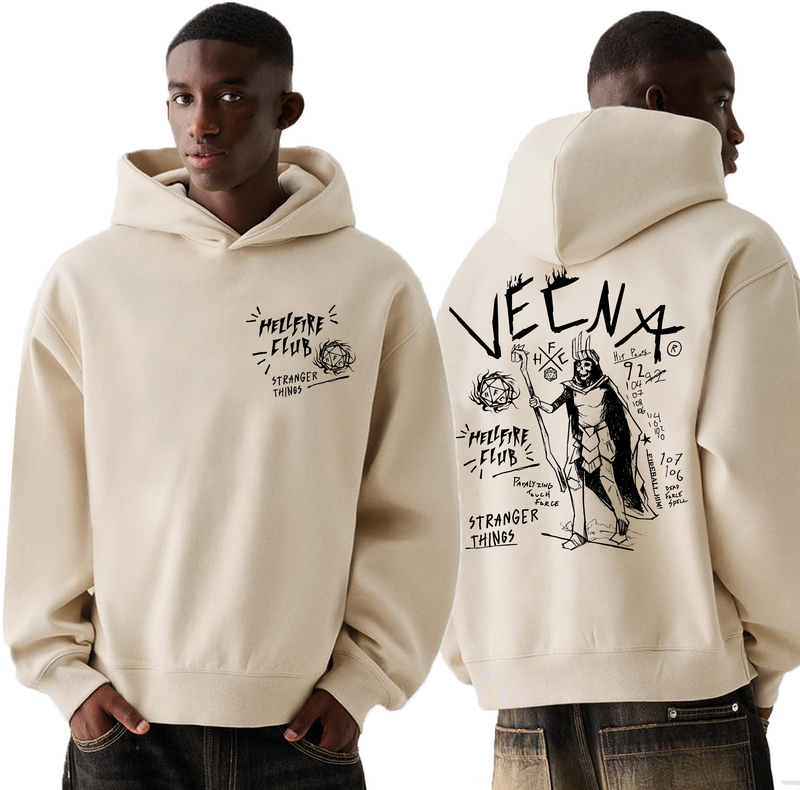 Stranger Things  Hoodie - Vecna Doodle - for Men - sand