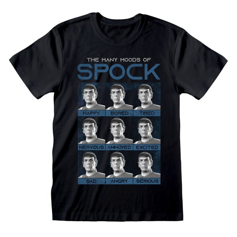 Star Trek T-shirt - Many Moods Of Spock - S tot XXL - voor Mannen - zwart