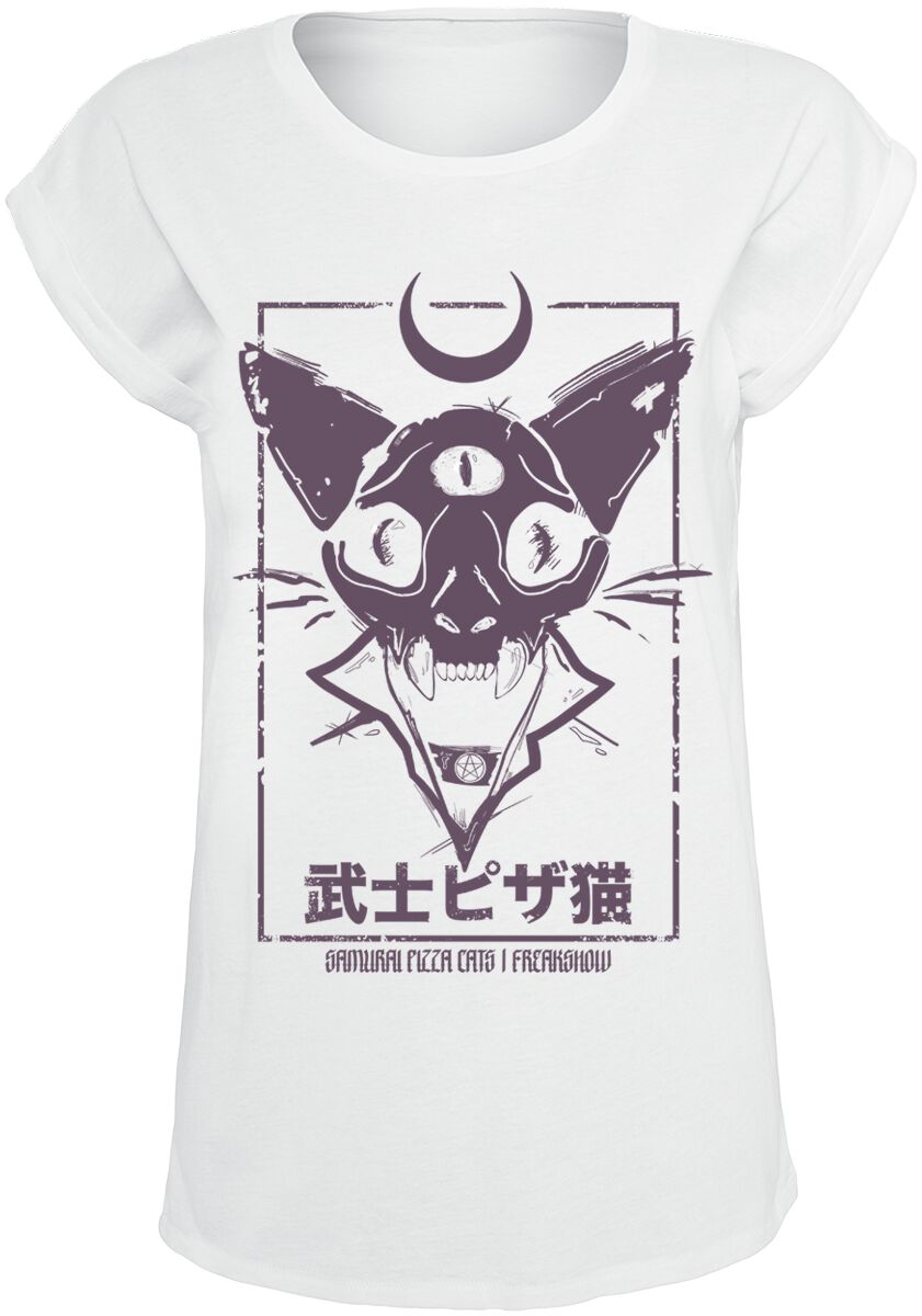 T-Shirt Manches courtes de Samurai Pizza Cats - Freakshow - S à XL - pour Femme - blanc