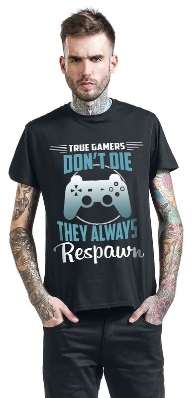 Männer Bekleidung True Gamers dont die they always respawn | Sprüche T-Shirt