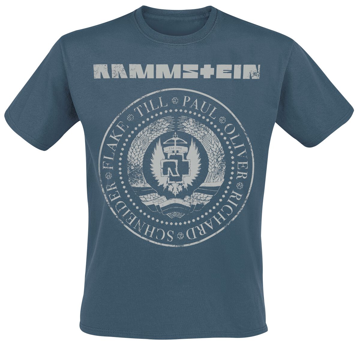 Rammstein T-Shirt - Est. 1994 - S bis XXL - für Männer - Größe XL - blau  - Lizenziertes Merchandise!