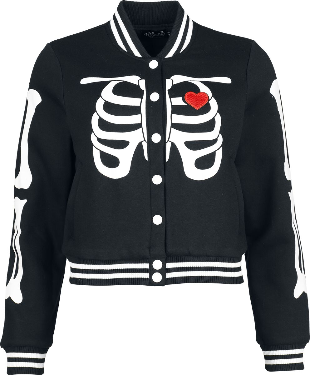 5057633352742 - Hell Bunny Skeleton Girl Jacket Collegejacke schwarz in XS