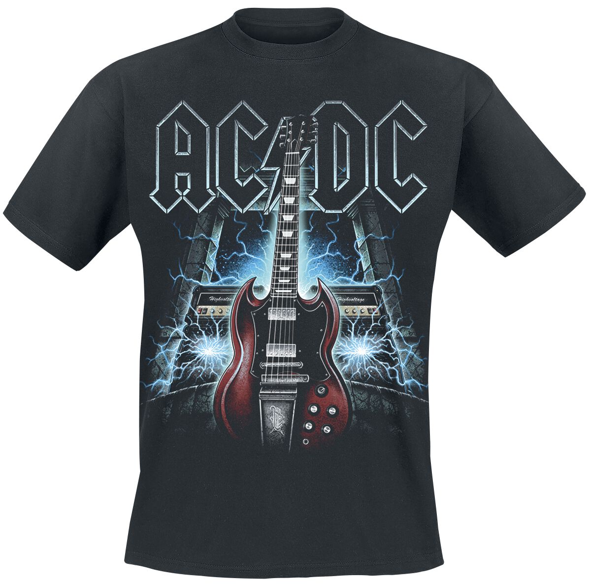 Levně AC/DC High Voltage Guitar Tričko černá