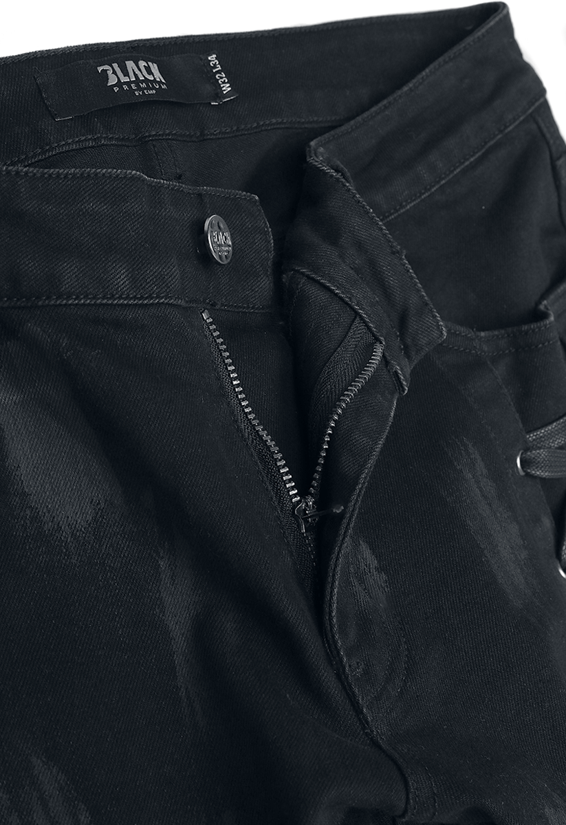 4068143324885 - Essential - Slim Cargo Jeans Jared with Lacing Jeans schwarz in W34L32