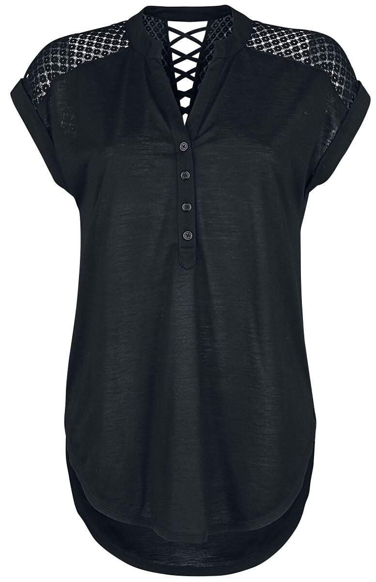 Levně Rotterdamned Široké tričko Heeze s krajkou na zádech Dámské tričko černá