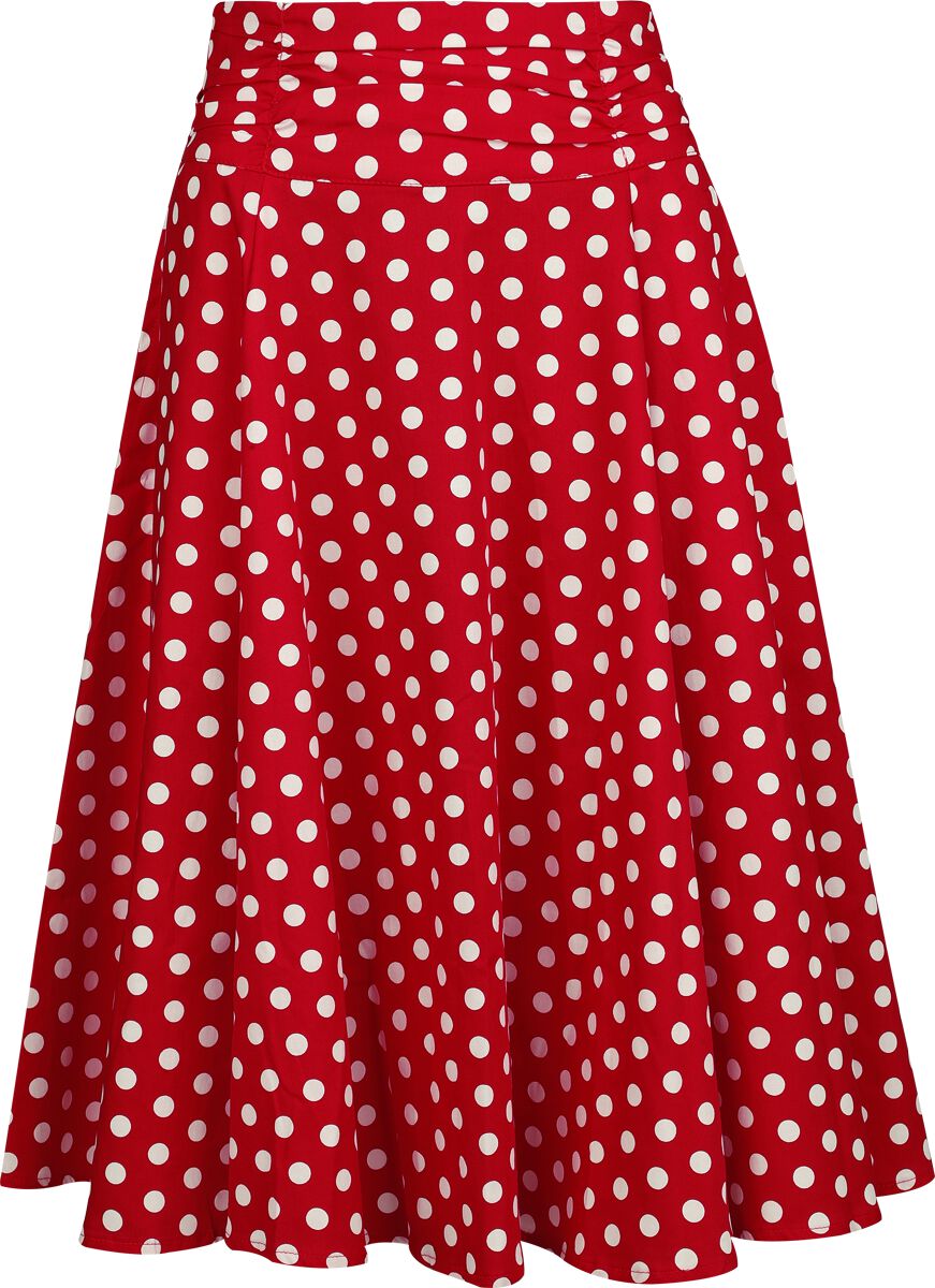 H&R London - Rockabilly Midi Skirt - White Dots Skirt - M to 4XL - for Women - red