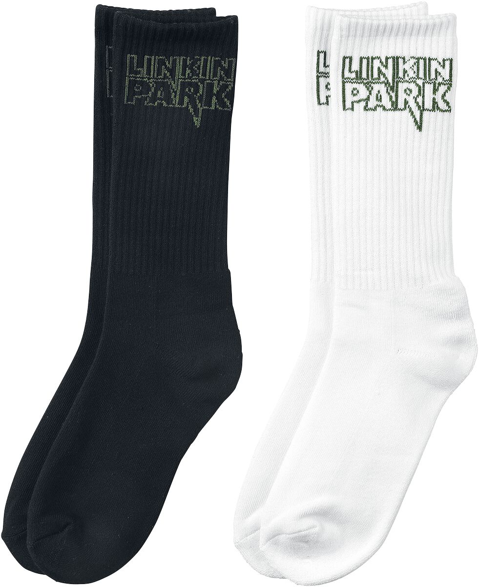 Chaussettes de Linkin Park - Logo - Socken - 2er Pack - EU 47-49 - pour Homme - noir/blanc