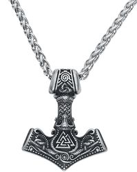 Thors Hammer mit Valknut und keltischen Knoten, URBANTIMBER, Halskette