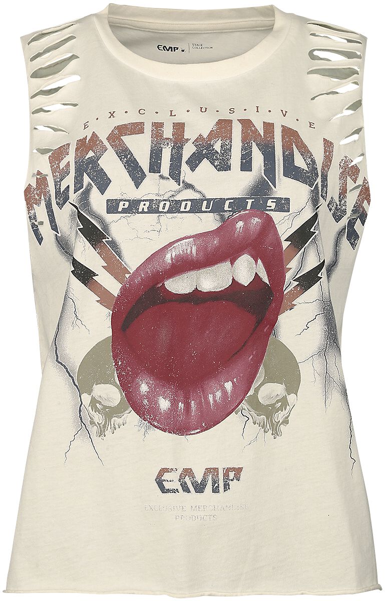 EMP Stage Collection Tank Top With Vintage Print Tank-Top weiß in M