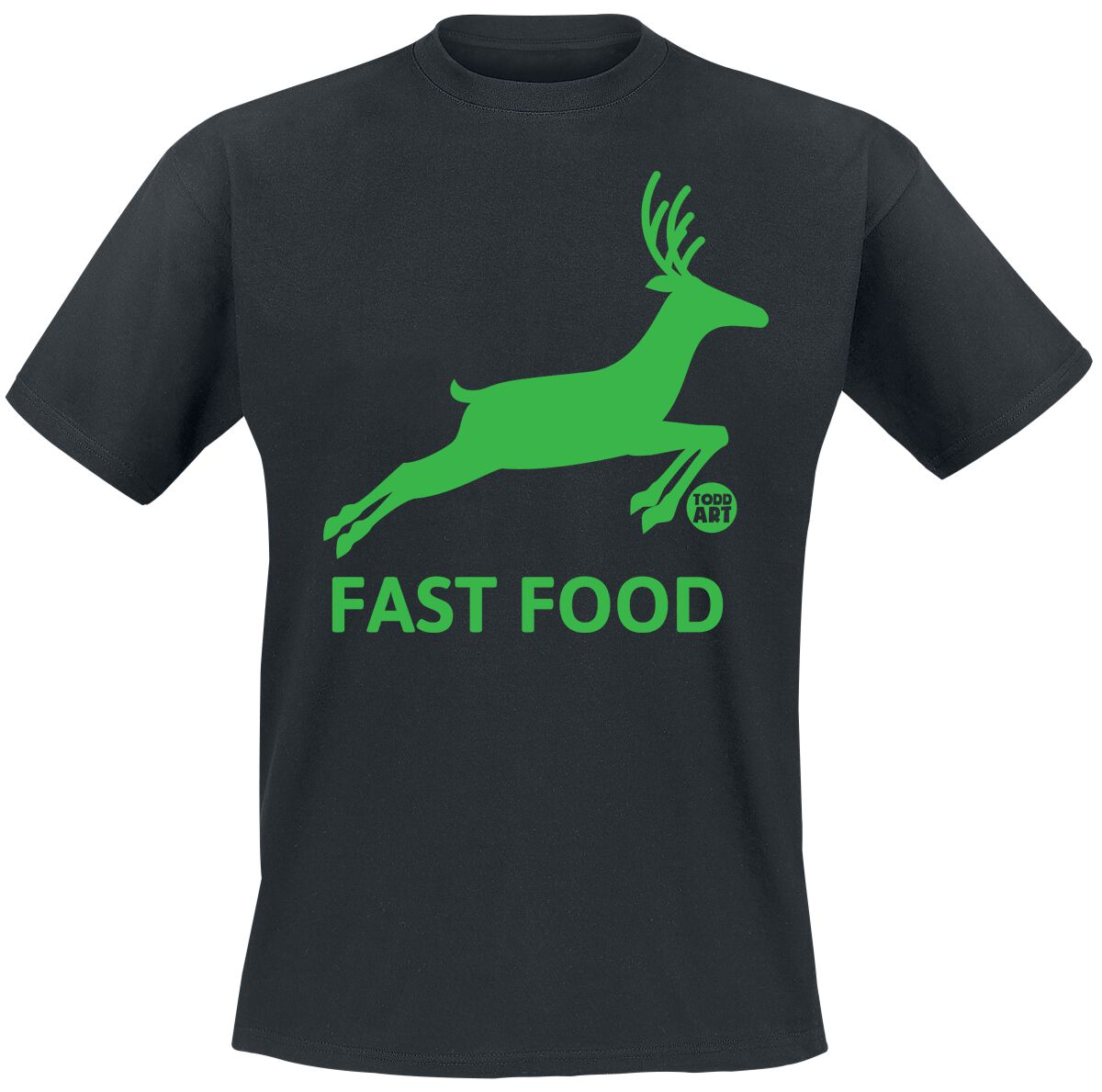 Todd Goldman - Fun T-shirt - Fast Food Deer - M tot 3XL - voor Mannen - zwart