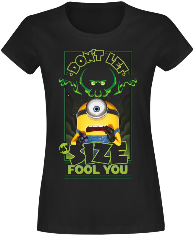 Minions T-Shirt - 3 - Don`t Let Size Fool You - S bis XXL - für Damen - Größe S - schwarz  - Lizenzierter Fanartikel