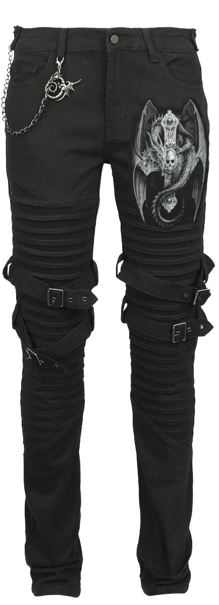 Image of Pantaloni Gothic di Gothicana by EMP - Gothicana X Anne Stokes trousers - W27L32 a W31L34 - Donna - nero