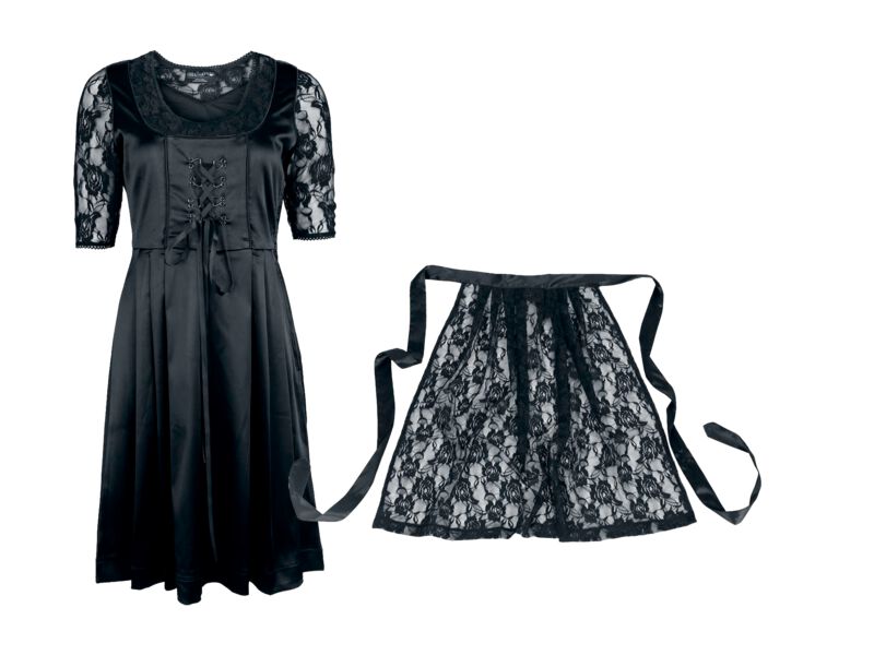 Mittellanges Kleid im Trachten Style von für Frauen in schwarz- Oktoberfest mal anders - Frauen - female