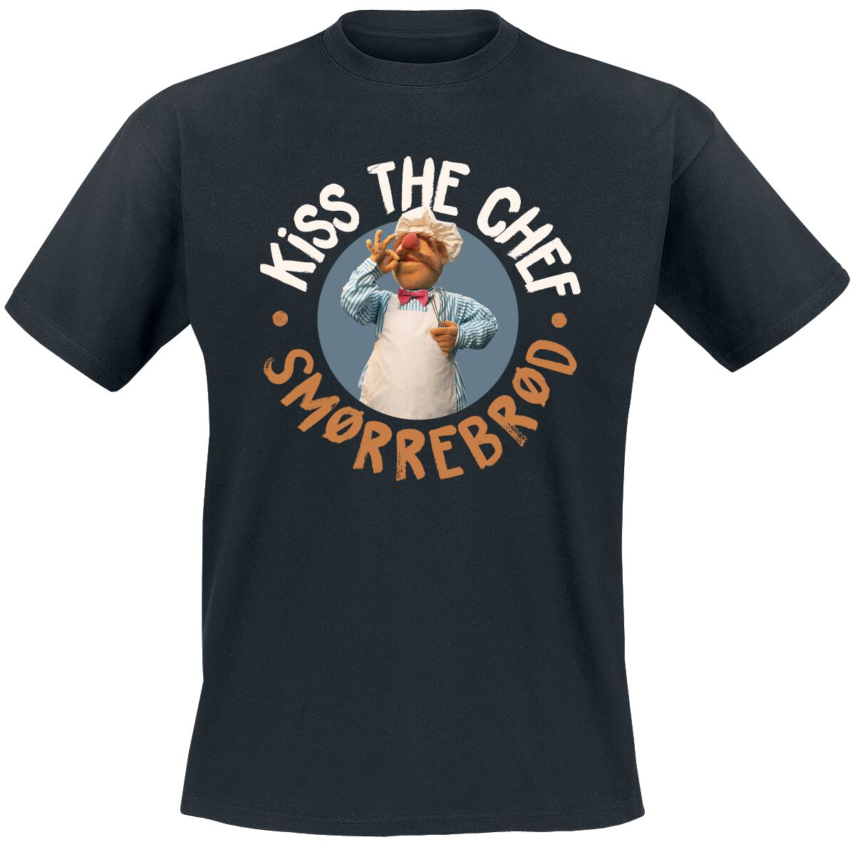 Die Muppets T-Shirt - Kiss The Chef - Smorrebrod - M bis 5XL - für Männer - Größe L - schwarz  - Lizenzierter Fanartikel