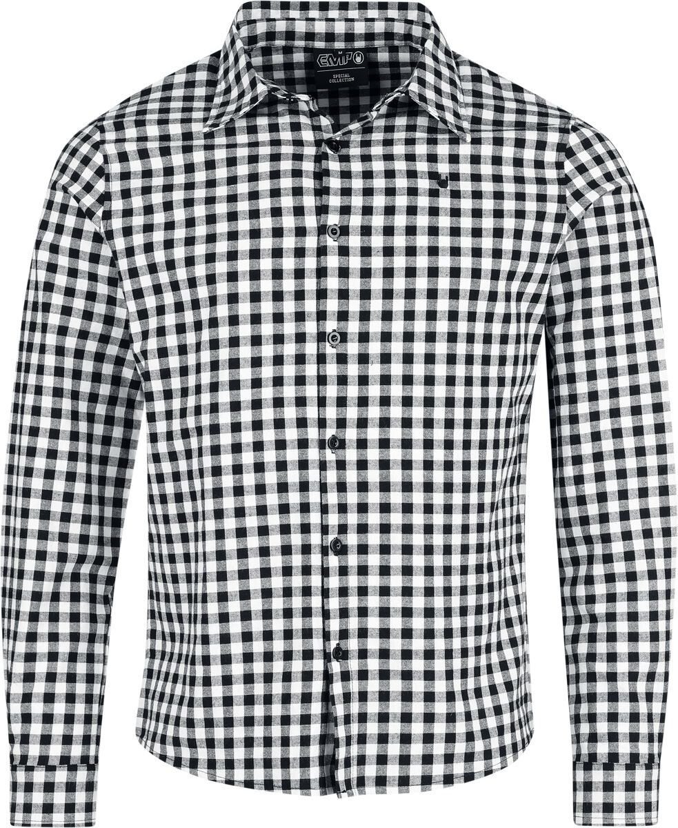 EMP Special Collection Langærmet skjorte - Oktoberfest Langarmhemd - M till 3XL - Herrer - sort-hvid