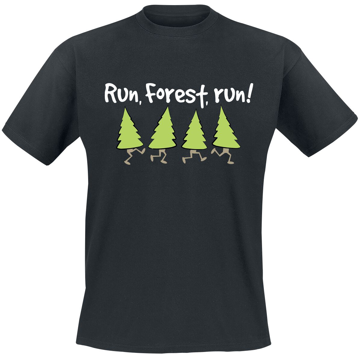 Sprüche Run Forest, Run! T-Shirt schwarz in XL
