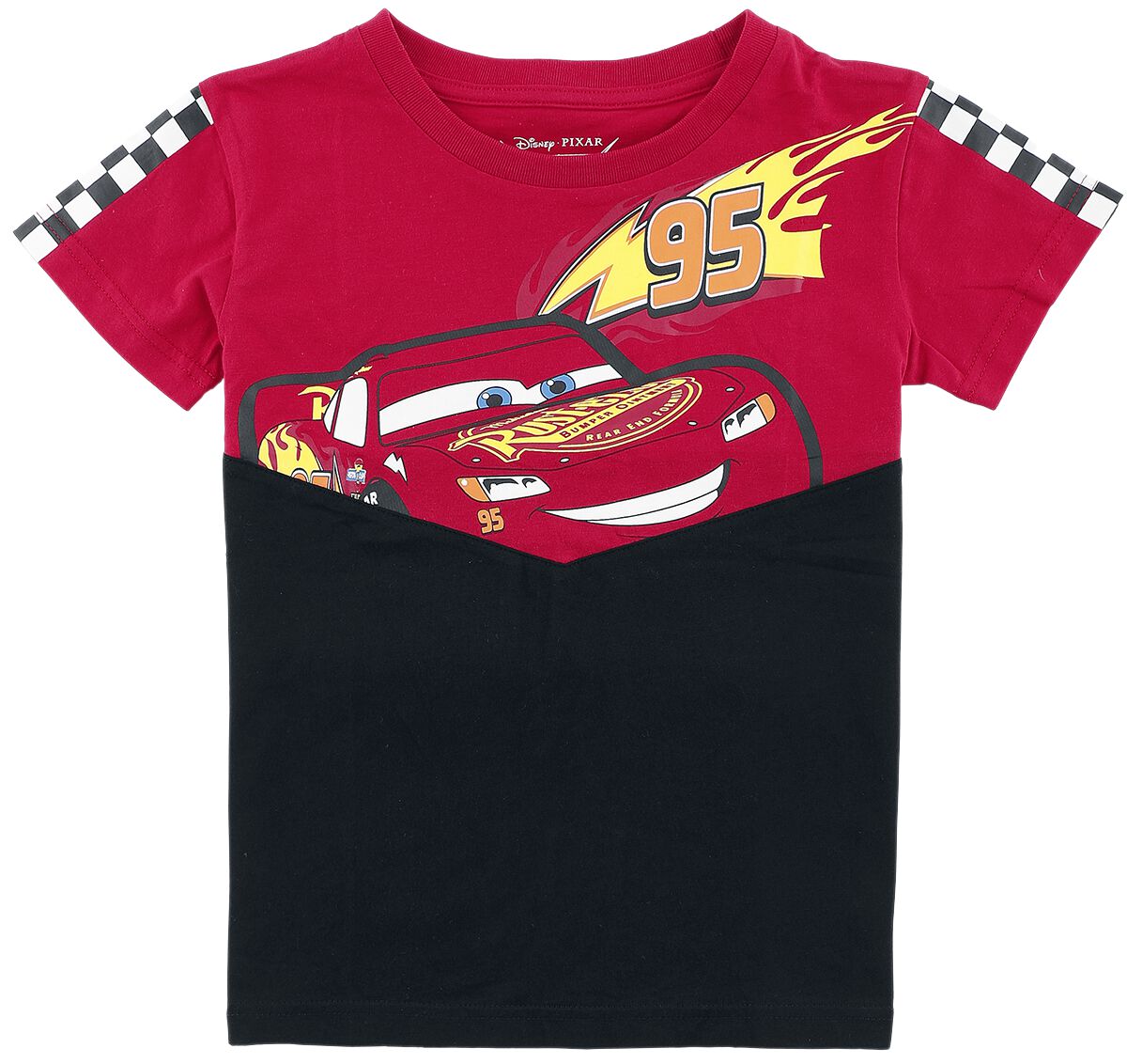 T-shirt Disney de Cars - Lightning McQueen - 110/116 à 134/140 - pour filles & garçonse - rouge/noir