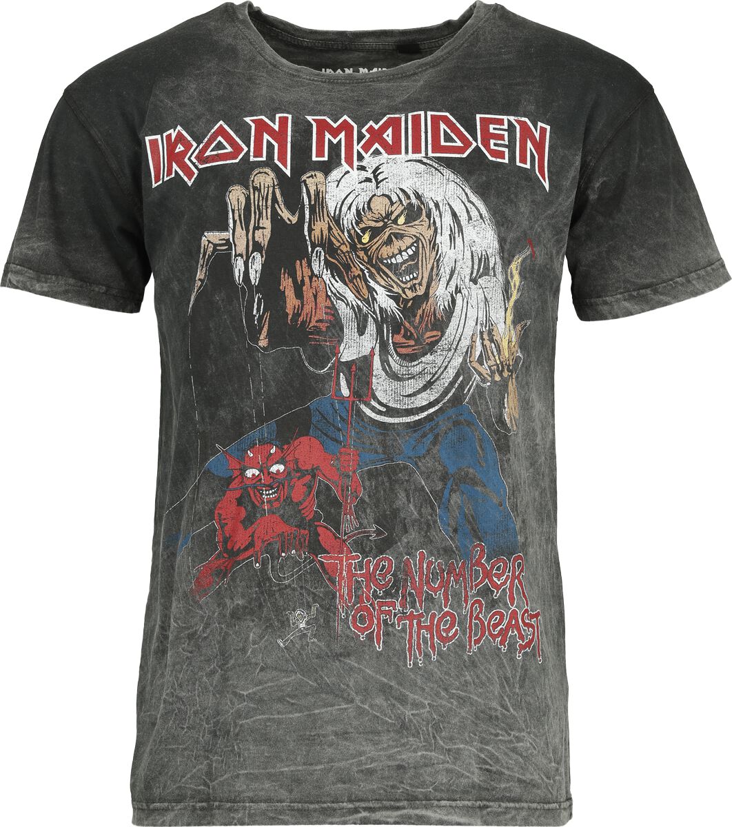 Iron Maiden T-Shirt - The number of the beast - S bis XL - für Männer - Größe S - grau  - Lizenziertes Merchandise!