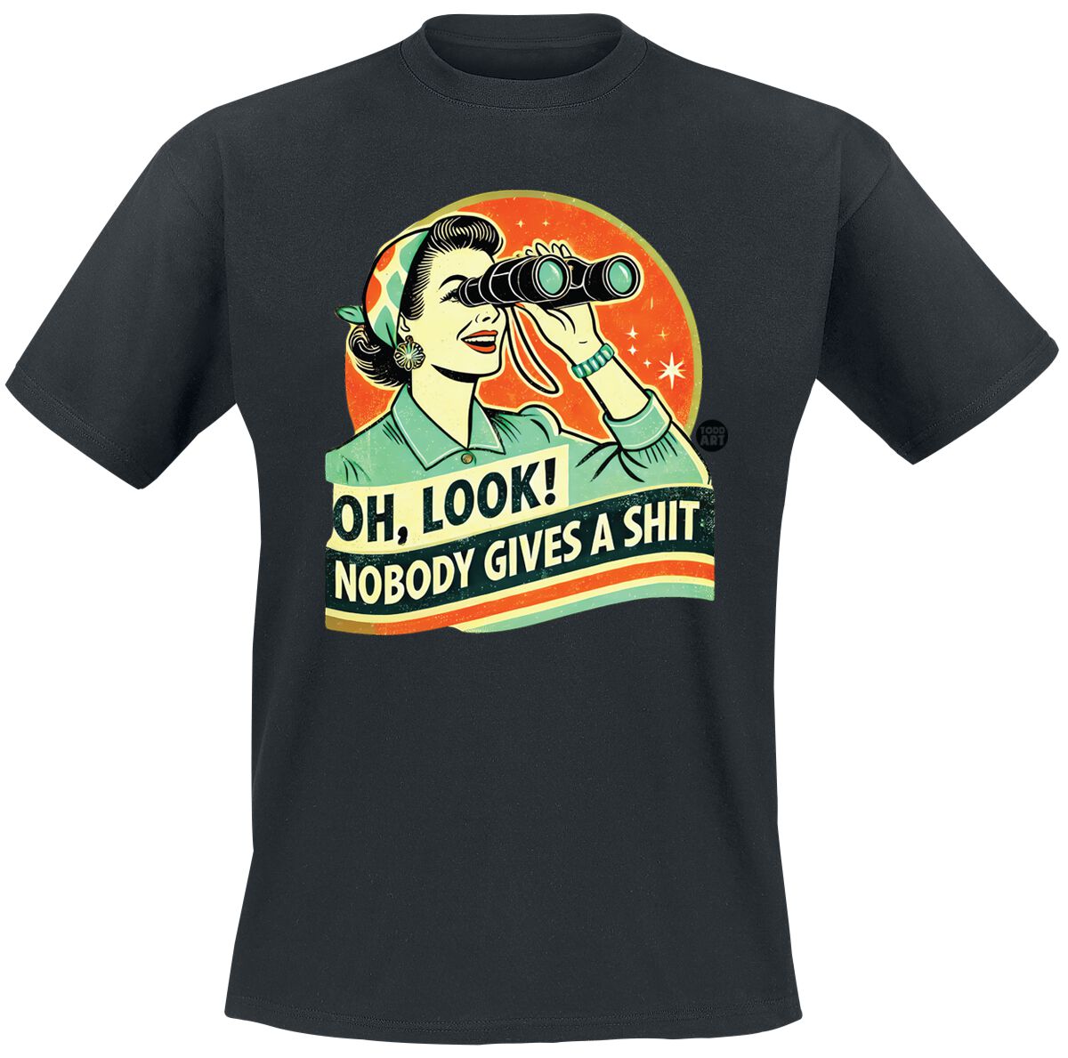 Todd Goldman - Fun T-shirt - Oh Look! Nobody Gives A Shit - M tot 3XL - voor Mannen - zwart