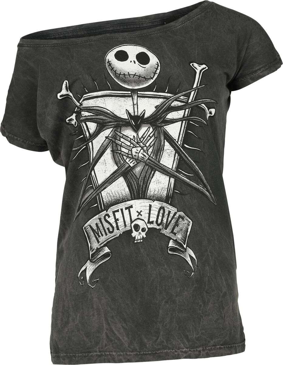 The Nightmare Before Christmas Jack Skellington - Misfit Love T-Shirt dunkelgrau in L