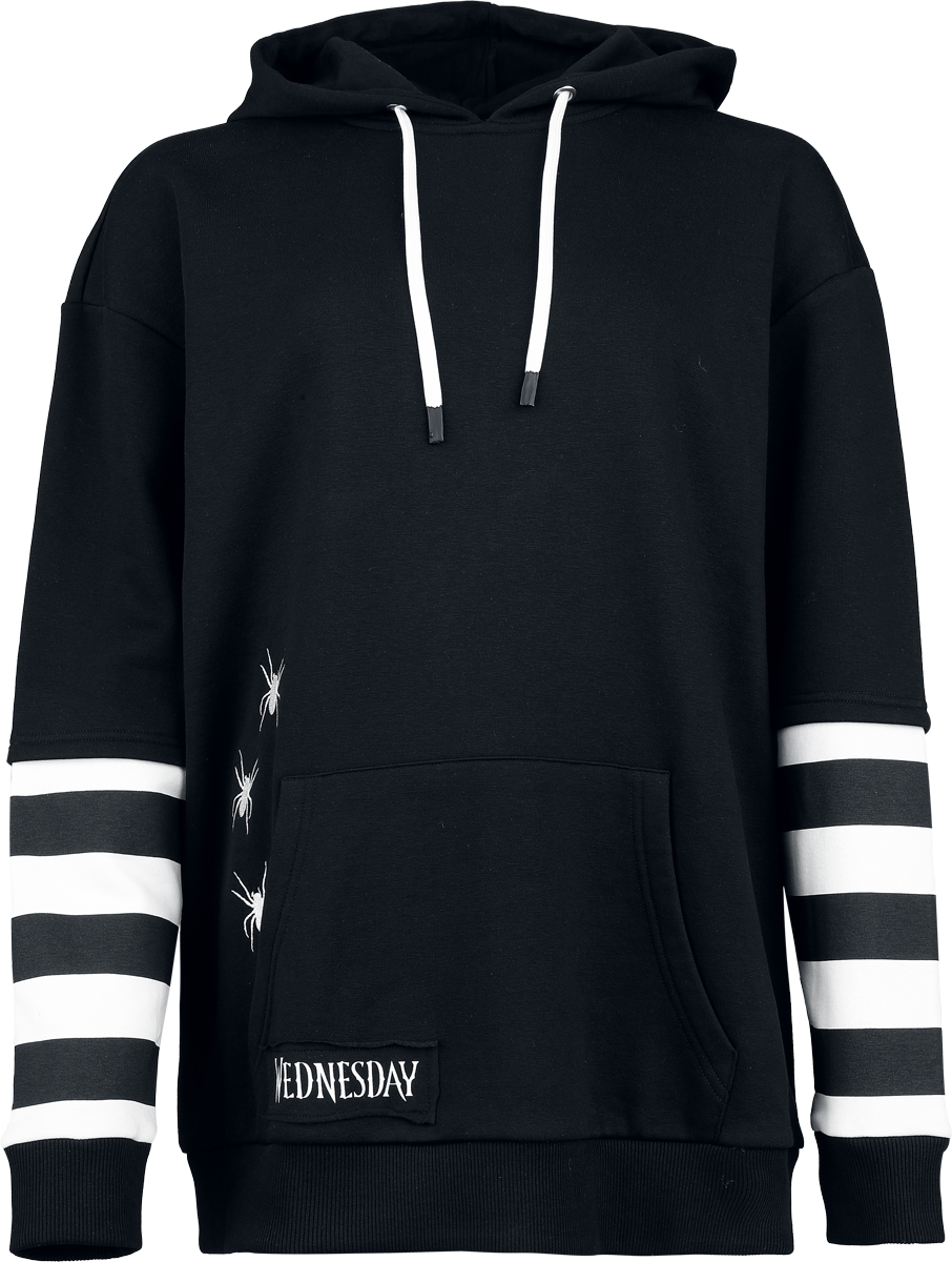 Wednesday  Hoodie - Death and Flowers - Oversized - for Women - black-white