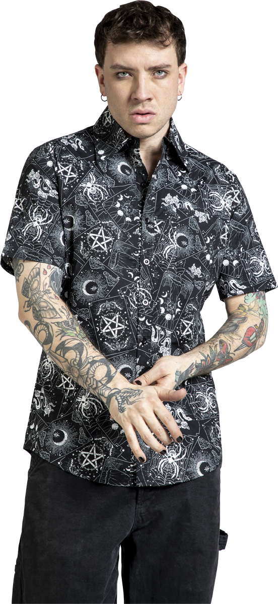 Thumbnail - Jawbreaker Tarot Style Printed Shirt Kurzarmhemd schwarz in L